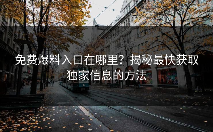 免费爆料入口在哪里？揭秘最快获取独家信息的方法