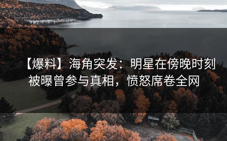 【爆料】海角突发：明星在傍晚时刻被曝曾参与真相，愤怒席卷全网