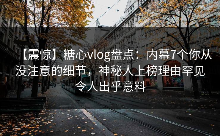 【震惊】糖心vlog盘点：内幕7个你从没注意的细节，神秘人上榜理由罕见令人出乎意料