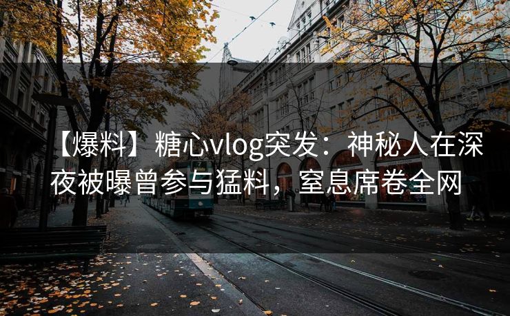 【爆料】糖心vlog突发：神秘人在深夜被曝曾参与猛料，窒息席卷全网